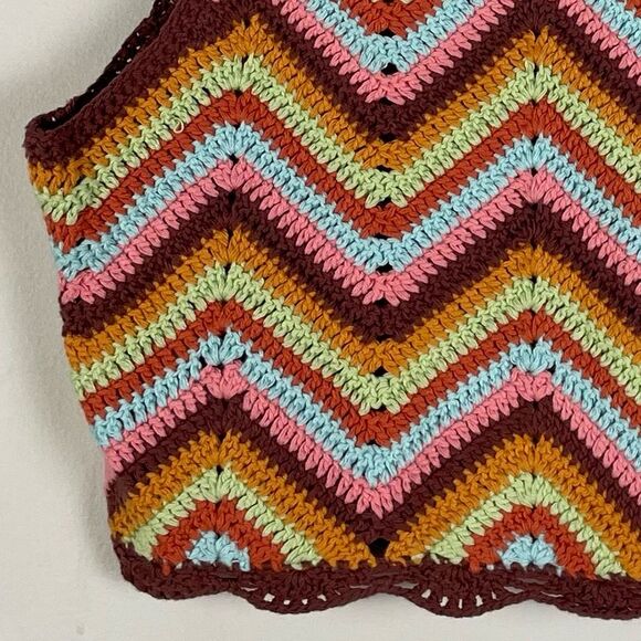 Forever 21 Crochet Chevron Sleeveless Cotton Crop Top Size Medium NEW‎ Festival - Picture 10 of 11